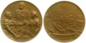 Haus Habsburg
Franz Joseph I., 1848-1916
Bronzemedaille 1898 zum 50. Reg.-Jub. vom dankbaren Wien. 60 mm. vorzüglich