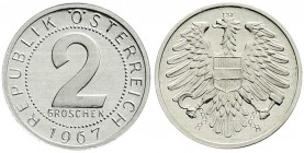 Republik Österreich
2. Republik nach 1945
2 Groschen 1967. Polierte Platte