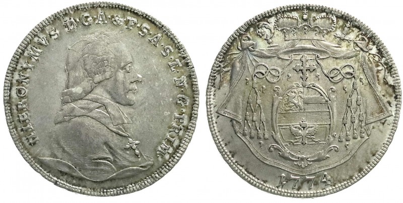 Salzburg
Hieronymus Graf Colloredo, 1772-1803
Taler 1774 M. gutes sehr schön, ...