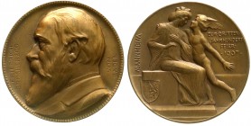 Baden-Durlach
Friedrich I., 1852-1907
Bronzemedaille 1907 von Kowarzik. 300 Jahre Mannheim. 55 mm. vorzüglich