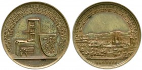 Bamberg-Stadt
Bronzemedaille 1840 von Neuss, a.d. königl. Bibliothekarsfest der Buchdruckerkunst. Stadtansicht von Bamberg/Druckpresse neben Wappen. ...