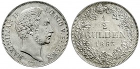 Bayern
Maximilian II. Joseph, 1848-1864
1/2 Gulden 1863. Stempelglanz, Prachtexemplar, selten in dieser Erhaltung