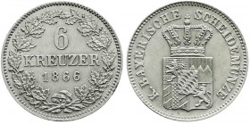 Bayern
Ludwig II., 1864-1886
6 Kreuzer 1866. fast Stempelglanz, selten