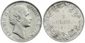 Bayern
Ludwig II., 1864-1886
1/2 Gulden 1871. vorzüglich/Stempelglanz
