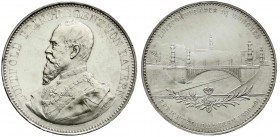 Bayern
Prinzregent Luitpold, 1886-1912
Silbermedaille v. A. Boersch 1891 auf den Bau der Luitpoldbrücke in München. Brb. n.l./Brücke Randschrift: GO...
