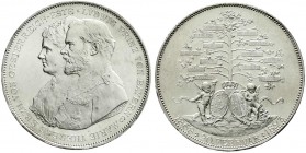 Bayern
Ludwig III., 1913-1918
Silbermedaille 1893 v. Boersch, a.d. Silberhochzeit mit Marie Therese v. Österreich. Beider Brb. l./ Stammbaum, darunt...