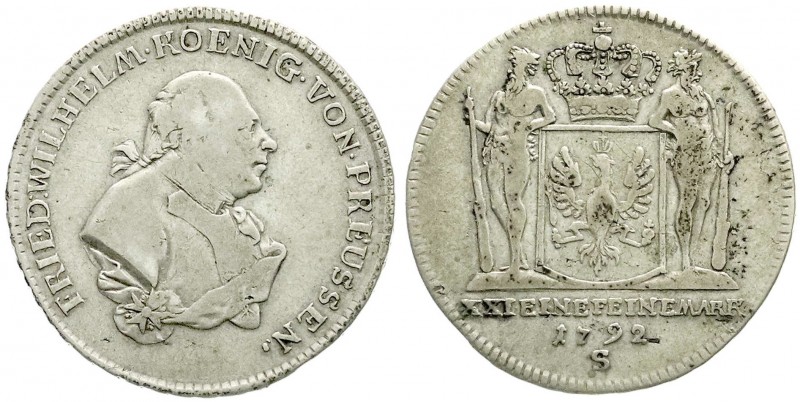 Brandenburg-Preußen
Friedrich Wilhelm II., 1786-1797
2/3 Taler 1792 S, Schwaba...