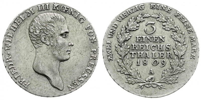 Brandenburg-Preußen
Friedrich Wilhelm III., 1797-1840
1/3 Taler 1809 A, Berlin...