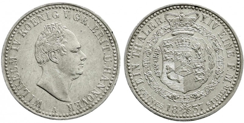 Braunschweig-Calenberg-Hannover
Wilhelm IV., 1830-1837
Taler 1837 A. vorzüglic...