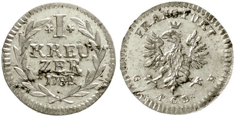 Frankfurt-Stadt
1 Kreuzer 1782. Mzm. und Wardein Bunsen und Neumeister. Adler/W...