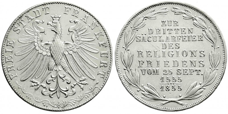 Frankfurt-Stadt
Gedenkdoppelgulden 1855. Religionsfrieden. vorzüglich/Stempelgl...