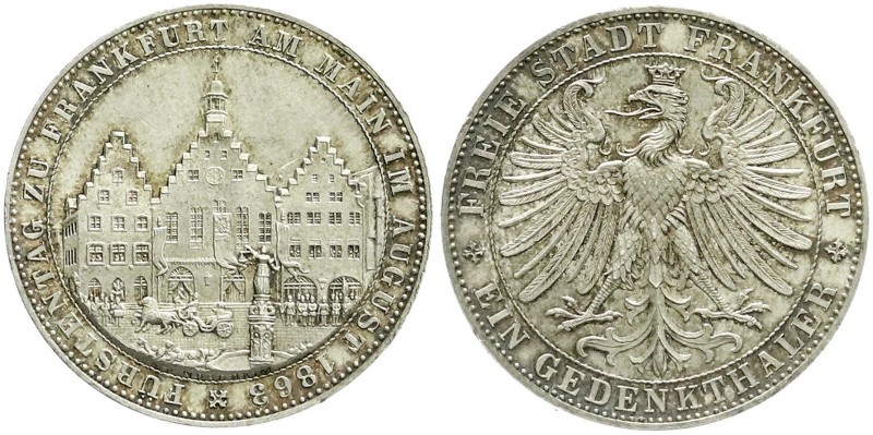 Frankfurt-Stadt
Vereinstaler 1863, Fürstentag. fast Stempelglanz, winz. Randfeh...