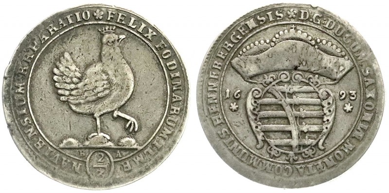 Henneberg, Grafschaft
Bernhard von Sachsen-Meiningen, 1680-1706
2/3 Taler 1693...