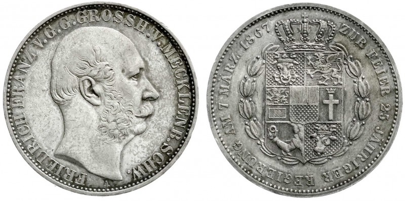 Mecklenburg-Schwerin
Friedrich Franz II., 1842-1883
Vereinstaler 1867 A. 25 jä...