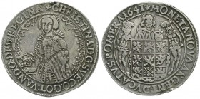 Pommern-unter schwedischer Besetzung
Christina, 1637-1654
Taler 1641, Stettin. sehr schön, Henkelspur, schöne Patina