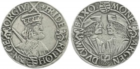 Sachsen-Kurfürstentum
Friedrich III., Johann und Georg, 1507-1525
Klappmützentaler o.J., ungewöhnlich kleines Mzz. Kreuz, nur auf der Vorderseite, A...