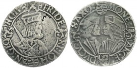 Sachsen-Kurfürstentum
Friedrich III., Johann und Georg, 1507-1525
Klappmützentaler o.J., ungewöhnlich kleines Mzz. Kreuz, nur auf der Vorderseite, A...