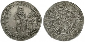 Sachsen-Albertinische Linie
Johann Georg I., 1615-1656
Dreifacher Reichstaler 1650 CR, Dresden. Stehender geharnischter Kurfürst auf getäfeltem Bode...