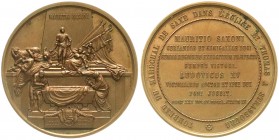 Sachsen-Albertinische Linie
Friedrich August II., 1733-1763
Bronzemedaille von Pigale und Altorffer o.J. a.d. Überführung des Sargs des 1750 verstor...
