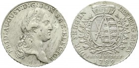 Sachsen-Albertinische Linie
Friedrich August III., 1763-1806
Ausbeutetaler 1789 IEC, Dresden. gutes vorzüglich, winz. Schrötlingsfehler, selten