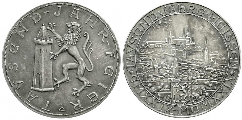 Sachsen-Meißen, Stadt
Silbermedaille 1929 von Karl Roth. 1000 Jahre Meißen. 38 ...