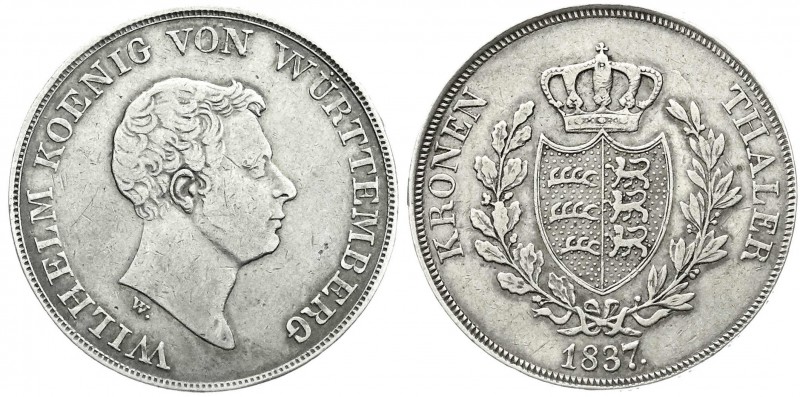 Württemberg
Wilhelm I., 1816-1864
Kronentaler 1837. sehr schön