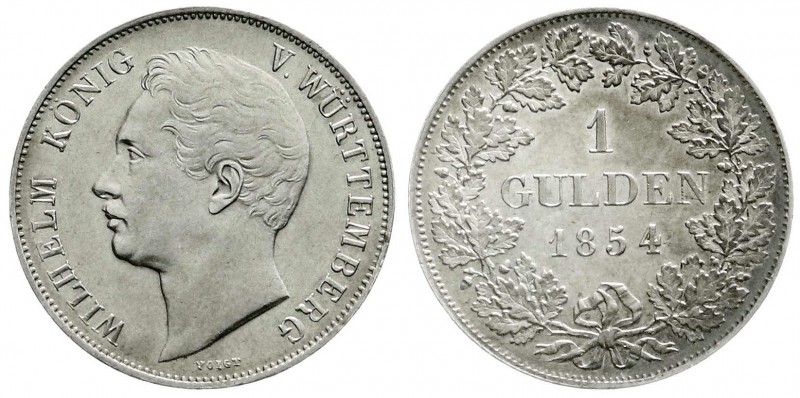 Württemberg
Wilhelm I., 1816-1864
Gulden 1854. gutes vorzüglich, schöne Patina...