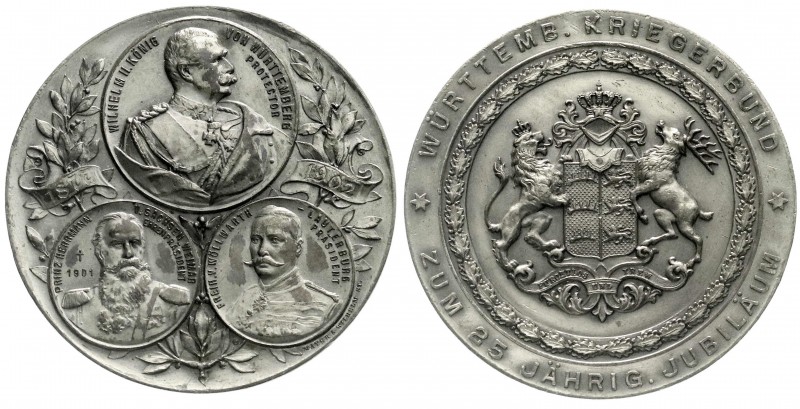 Württemberg
Wilhelm II., 1891-1918
Versilberte Bronzemedaille 1902 von Mayer &...