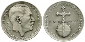 Drittes Reich
Silbermedaille 1938 v. Hanisch-Concee. Annektion Österreichs und Großdeutsches Reich. Kopf Hitler r./Schrift um Reichsapfel. 36 mm, 21,...