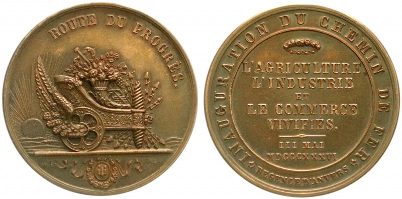 Eisenbahn
Belgien: Bronzemedaille 1836 v. Fonson, a.d. Einweihung der Antwerpen...