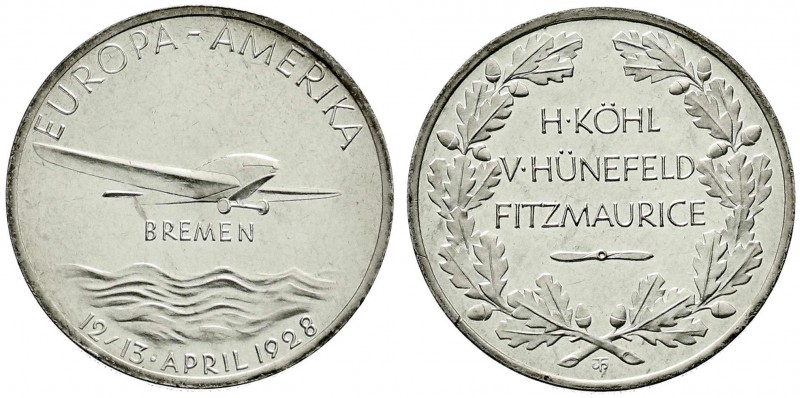 Luftfahrt und Raumfahrt
Silbermedaille 1928 auf den Ost-West- Ozeanflug der "BR...