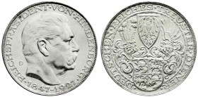 Münchner Medailleure
Karl Goetz
Silbermedaille 1927 D auf den 80. Geburtstag v. Paul v. Hindenburg, Deutschen Reiches treuster Diener. 2 Wappen/Brb....