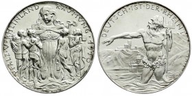 Münchner Medailleure
Karl Goetz
Silbermedaille 1930 auf die Pfalz- und Rheinlandräumung. 36 mm, 19,66 g. Polierte Platte, kl. Kratzer, etwas beriebe...