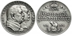 Münchner Medailleure
Karl Goetz
Silbermedaille 1931, Bismarck und Hindenburg. Reichsgründer und Reichsbeschirmer. 36 mm, 19,68 g. vorzüglich/Stempel...