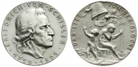 Münchner Medailleure
Karl Goetz
Silbermedaille 1934. Friedrich von Schiller/Das Lied von der Glocke. 36 mm; 19,25 g. vorzüglich, mattiert