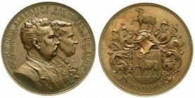 Numismatik
Österreich
Große Bronzemedaille 1884 von Scharff. Silberhochzeit des Numismatikers Adolph Bachofen von Echt (1830-1922) mit Albertine. 50...