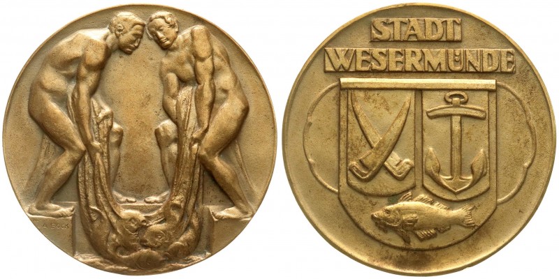 Schifffahrt
Deutschland
Stadt Wesermünde. Große Ehren-Bronzegußmedaille v. Boc...