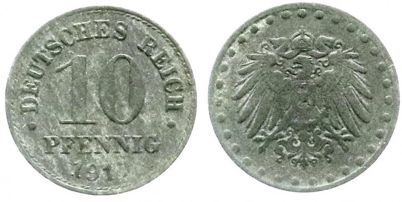 10 Pfennig, Zink 1917
1917 mit Perlkreis. sehr schön