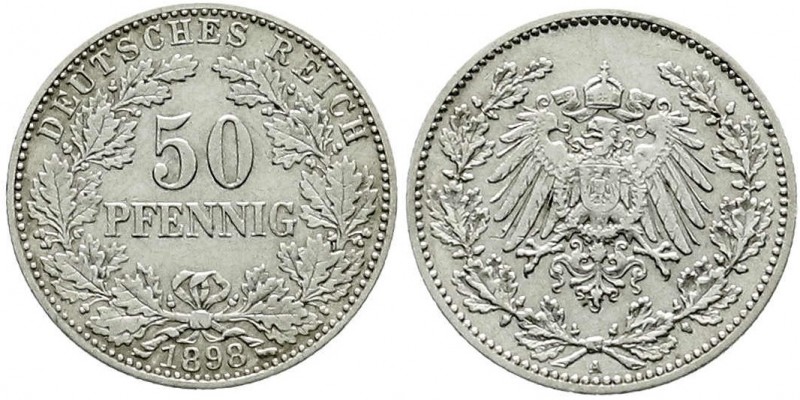 50 Pfennig gr. Adler Eichenzweige Silb. 1896-1903
1898 A. sehr schön/vorzüglich...