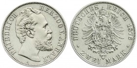 Anhalt
Friedrich I., 1871-1904
2 Mark 1876 A. fast vorzüglich