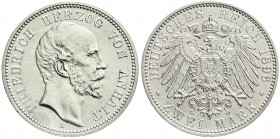Anhalt
Friedrich I., 1871-1904
2 Mark 1896 A. vorzüglich/Stempelglanz
