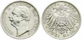 Anhalt
Friedrich II., 1904-1918
2 Mark 1904 A. Regierungsantritt. vorzüglich/Stempelglanz