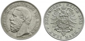 Baden
Friedrich I., 1856-1907
2 Mark 1876 G. sehr schön/vorzüglich
