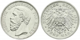 Baden
Friedrich I., 1856-1907
5 Mark 1899 G. vorzüglich/Stempelglanz