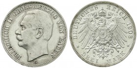Baden
Friedrich II., 1907-1918
3 Mark 1908 G. Polierte Platte, etwas berieben