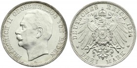 Baden
Friedrich II., 1907-1918
3 Mark 1914 G. fast Stempelglanz