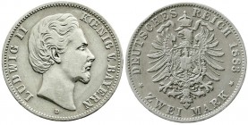 Bayern
Ludwig II., 1864-1886
2 Mark 1883 D. fast sehr schön, kl. Randfehler, selten