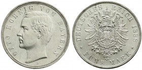 Bayern
Otto, 1886-1913
5 Mark 1888 D. fast Stempelglanz, kl. Kratzer, Prachtexemplar, sehr selten in dieser Erhaltung