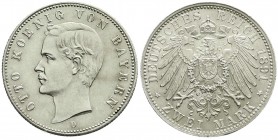 Bayern
Otto, 1886-1913
2 Mark 1891 D. vorzüglich/Stempelglanz aus Erstabschlag