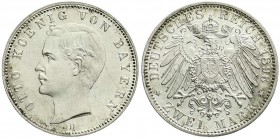 Bayern
Otto, 1886-1913
2 Mark 1896 D. fast Stempelglanz, winz. Kratzer, sonst Prachtexemplar